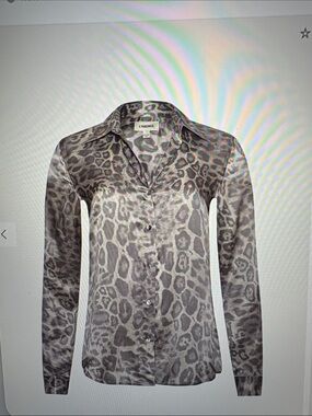 L'AGENCE Leopard Tyler Silk Blouse: Grey Multi